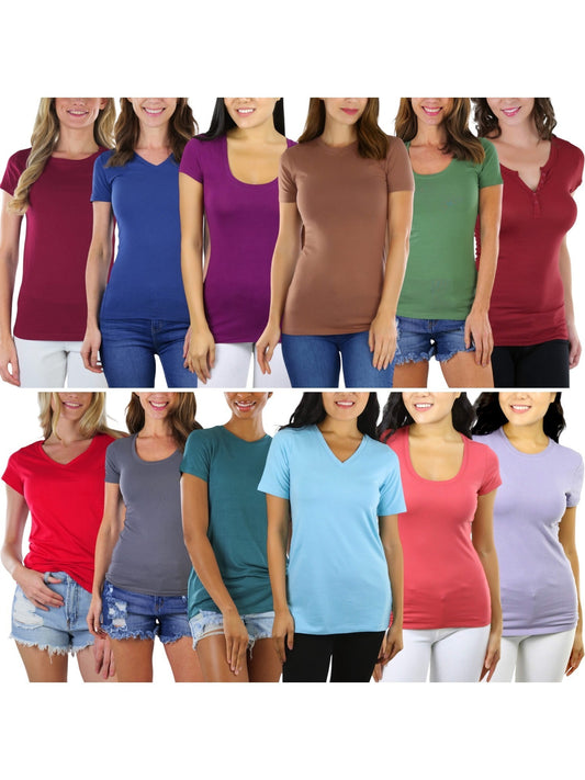 Assorted Short Sleeve Cotton Tops for Women