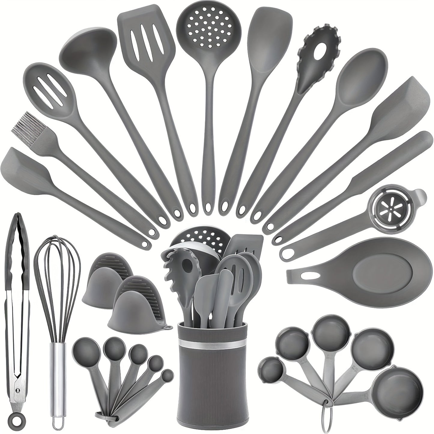 Silicone Cooking Utensils Set with Holder