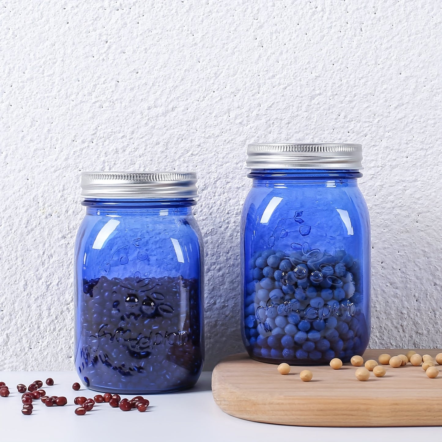 Blue Mason Jars 16 Oz Glass Storage 6 Pack