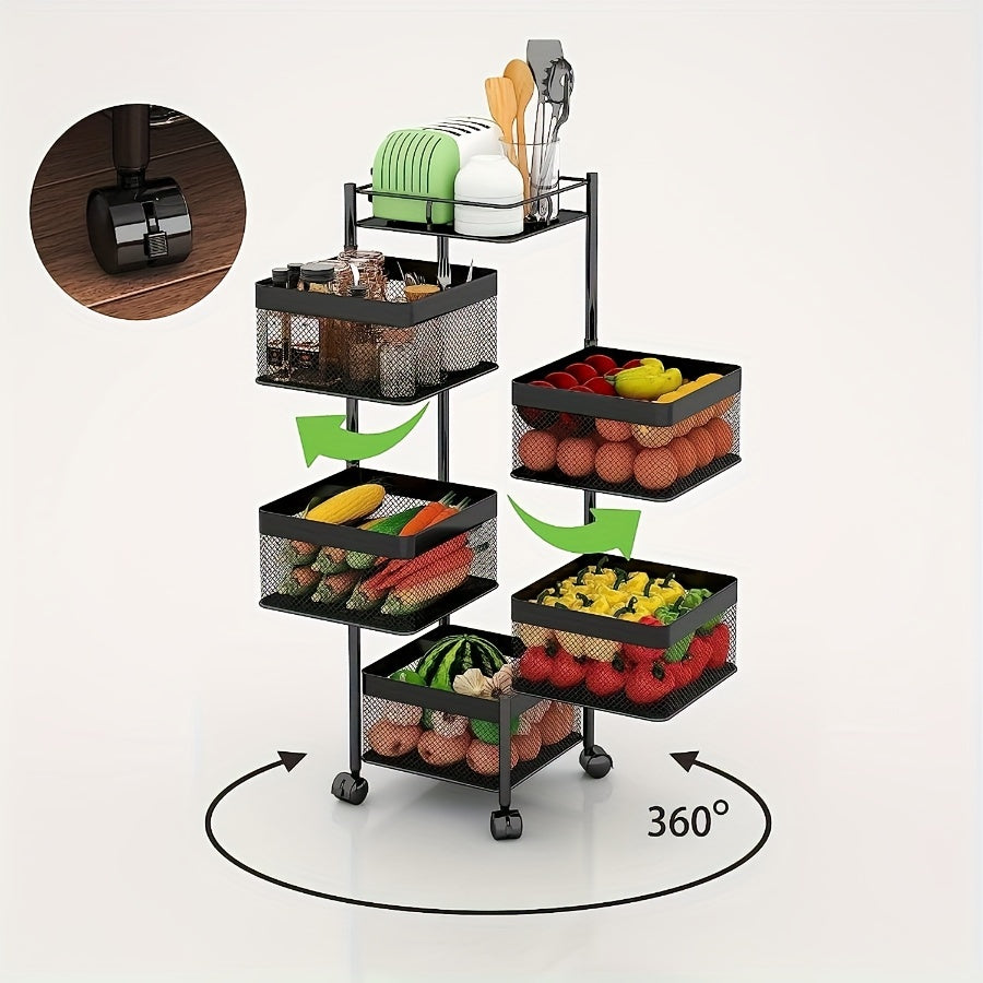 Rotating 5 Tier Kitchen Storage Shelf