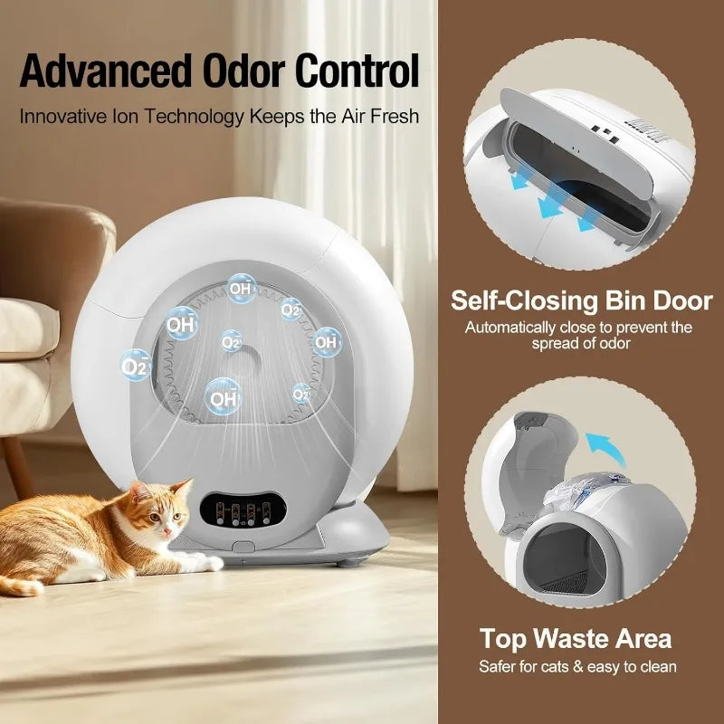 Self Cleaning Litter Box Anti Pinch Kitty Litter Box with Odor Removal and App Control for Multiple Cats Extra Large
