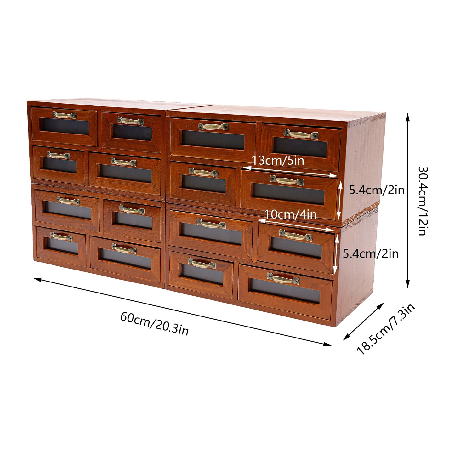 16 Drawer Wood Iron Desktop Organizer Cabinet