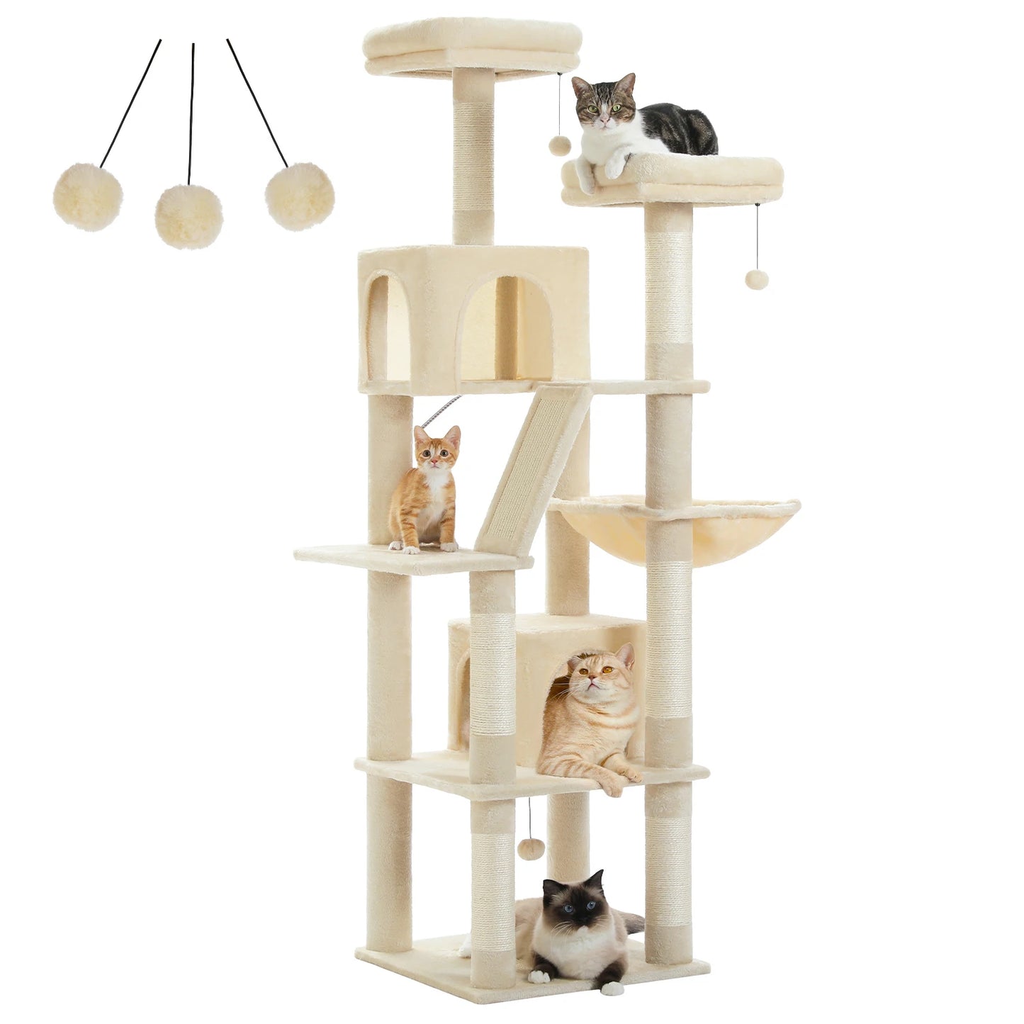 Large Cat Tree Tall Cat Tower for Indoor Cats Multi Level Plush Condo with Scratching Posts Perches and Caves