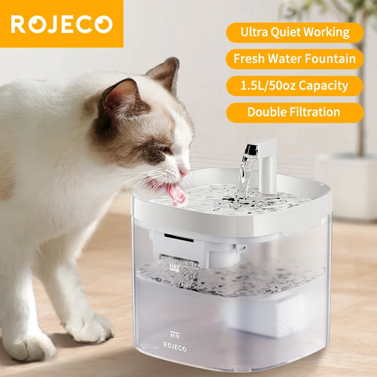 Rojeco Smart Cat Water Fountain Automatic Pet Water Dispenser for Cats and Dogs with Recirculate Filters
