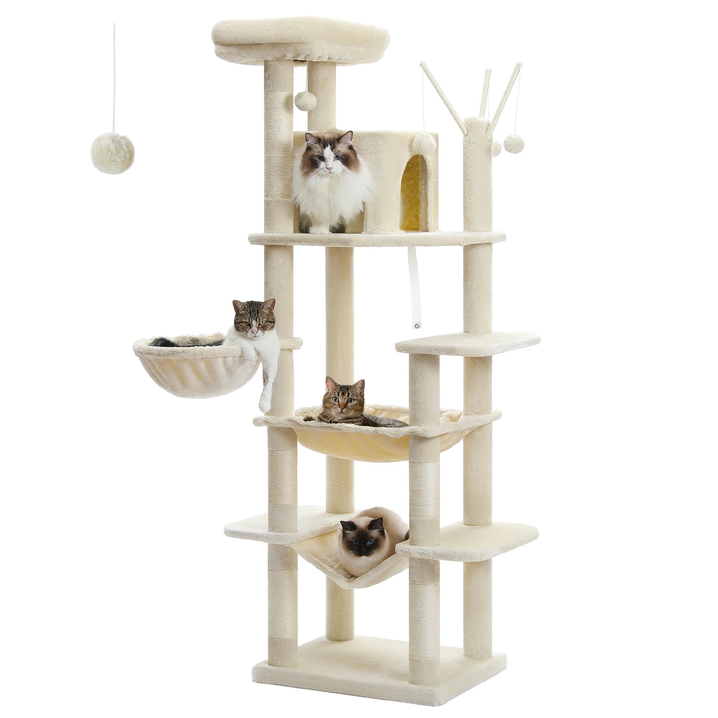 Large Cat Tree Tall Cat Tower for Indoor Cats Multi Level Plush Condo with Scratching Posts Perches and Caves
