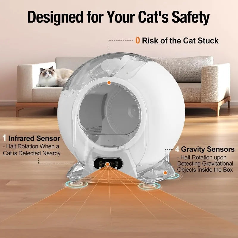Self Cleaning Litter Box Anti Pinch Kitty Litter Box with Odor Removal and App Control for Multiple Cats Extra Large