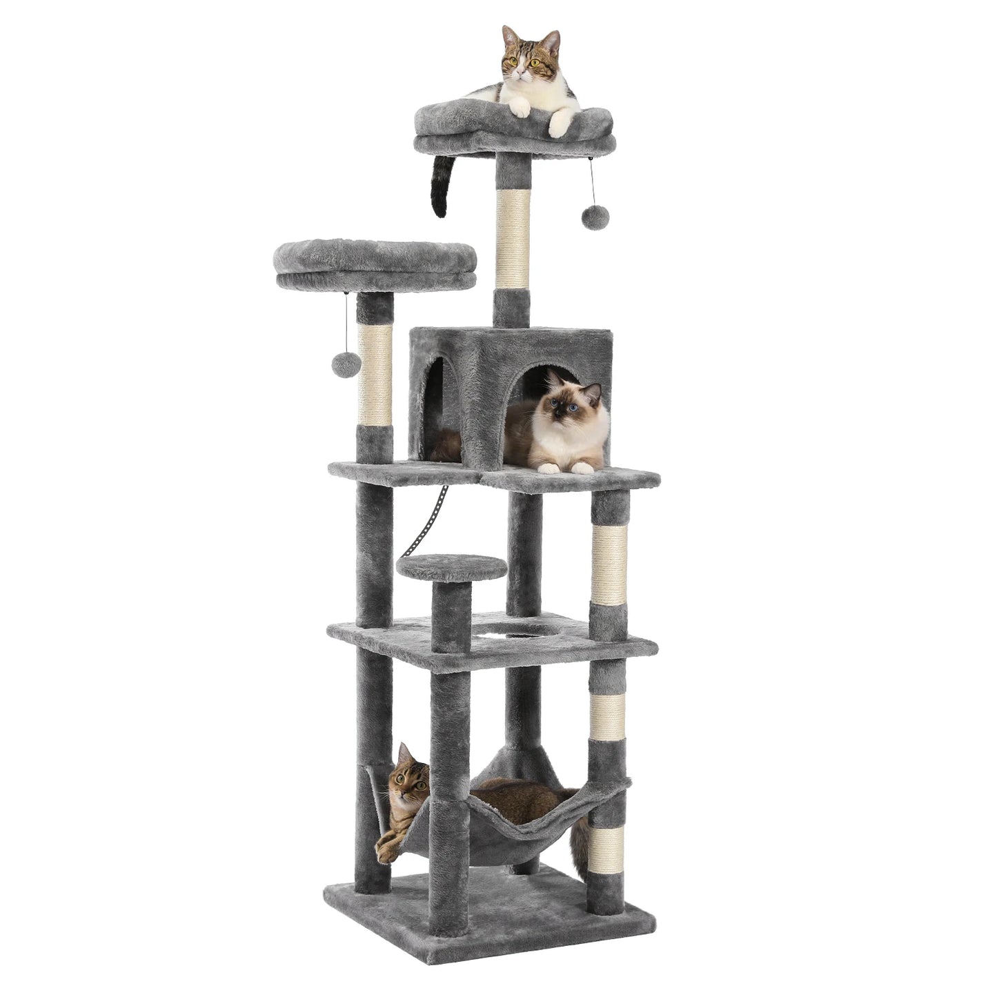 Large Cat Tree Tall Cat Tower for Indoor Cats Multi Level Plush Condo with Scratching Posts Perches and Caves
