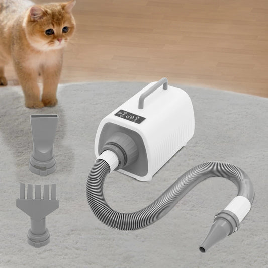 2100 Watt Dog Grooming Blow Dryer With Handles 9 Speed Adjustment LED Display 3 Nozzles For Dogs