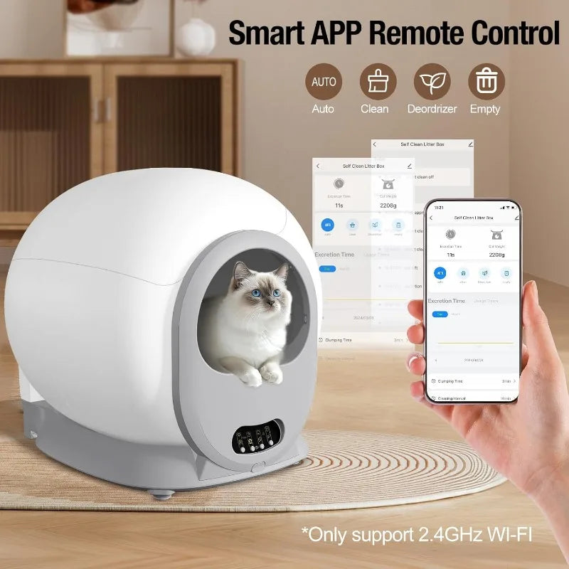 Self Cleaning Litter Box Anti Pinch Kitty Litter Box with Odor Removal and App Control for Multiple Cats Extra Large