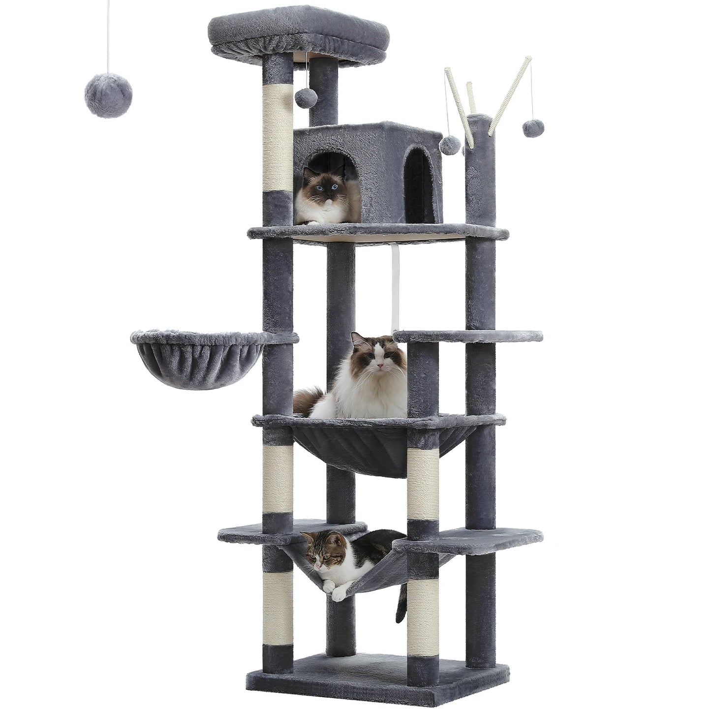 Large Cat Tree Tall Cat Tower for Indoor Cats Multi Level Plush Condo with Scratching Posts Perches and Caves