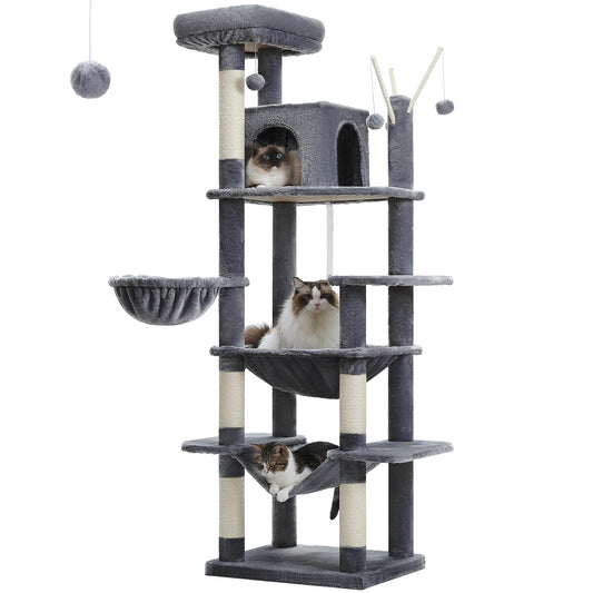 Large Cat Tree Tall Cat Tower for Indoor Cats Multi Level Plush Condo with Scratching Posts Perches and Caves