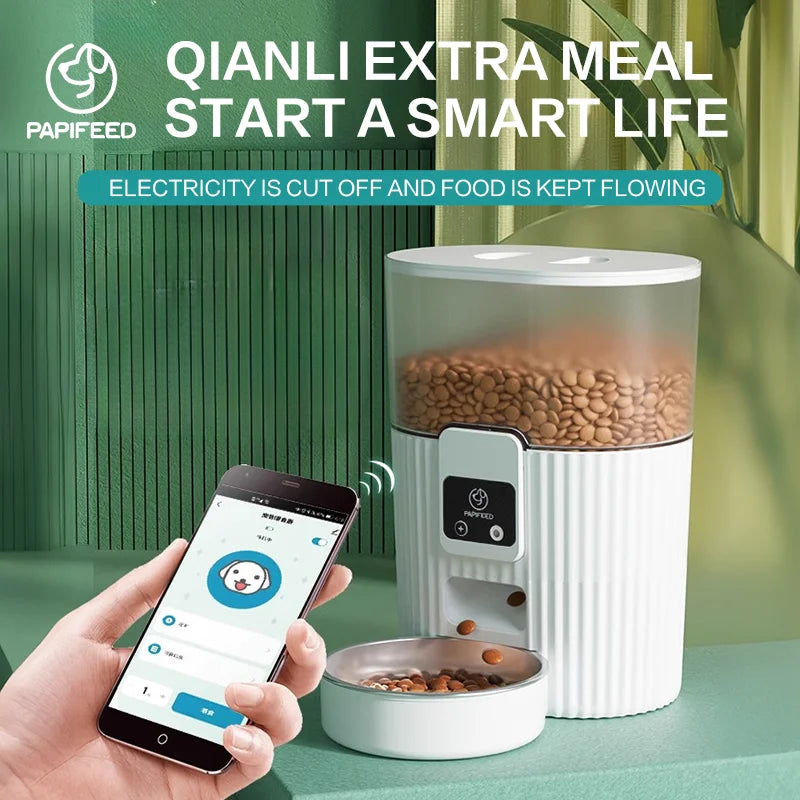 PAPIFEED Smart Automatic Cat and Dog Feeder with WiFi Remote Control LCD Display