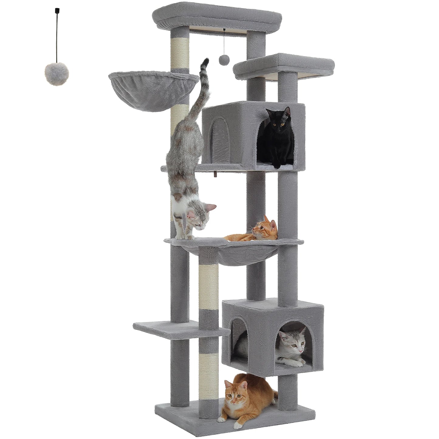 Large Cat Tree Tall Cat Tower for Indoor Cats Multi Level Plush Condo with Scratching Posts Perches and Caves