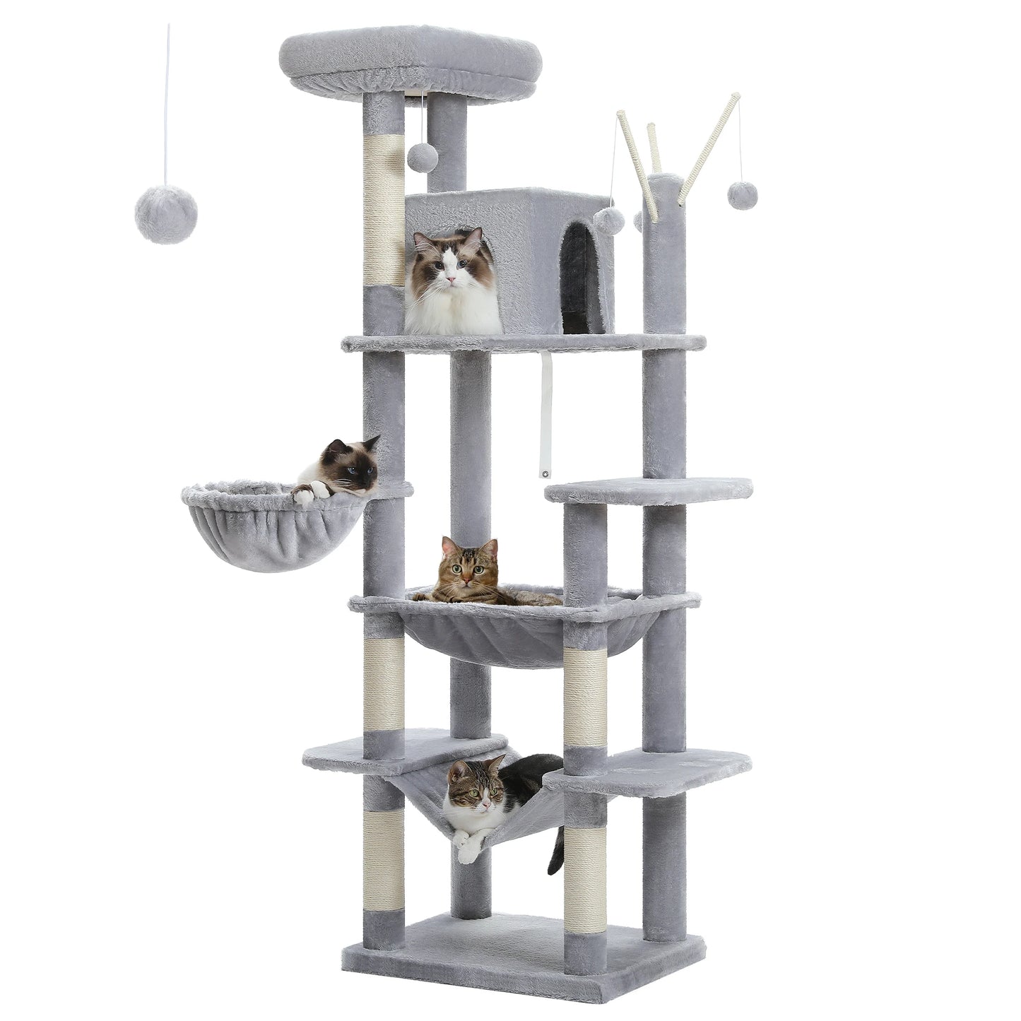 Large Cat Tree Tall Cat Tower for Indoor Cats Multi Level Plush Condo with Scratching Posts Perches and Caves