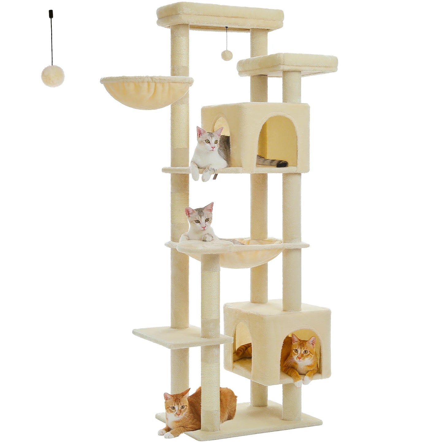 Large Cat Tree Tall Cat Tower for Indoor Cats Multi Level Plush Condo with Scratching Posts Perches and Caves