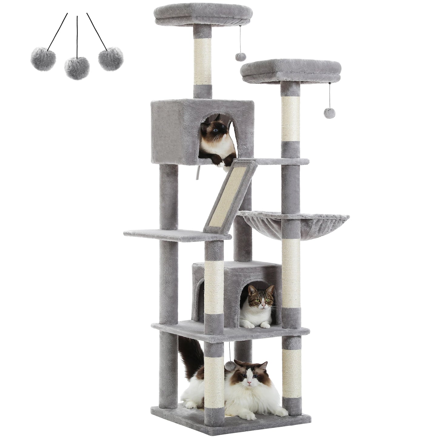Large Cat Tree Tall Cat Tower for Indoor Cats Multi Level Plush Condo with Scratching Posts Perches and Caves