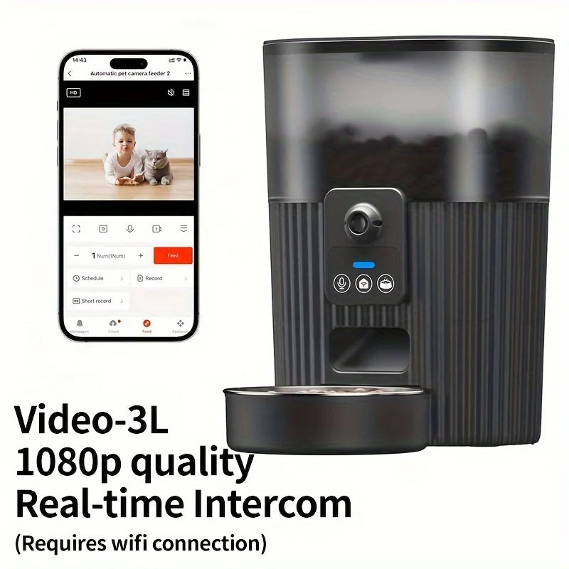 PAPIFEED Smart Automatic Cat and Dog Feeder with WiFi Remote Control LCD Display