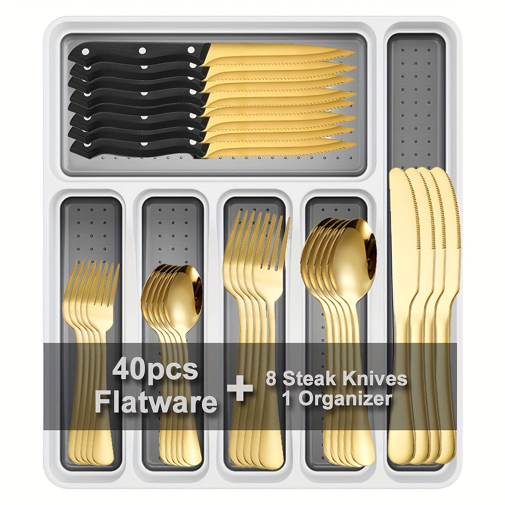 Black Modern Stainless Steel Silverware Set