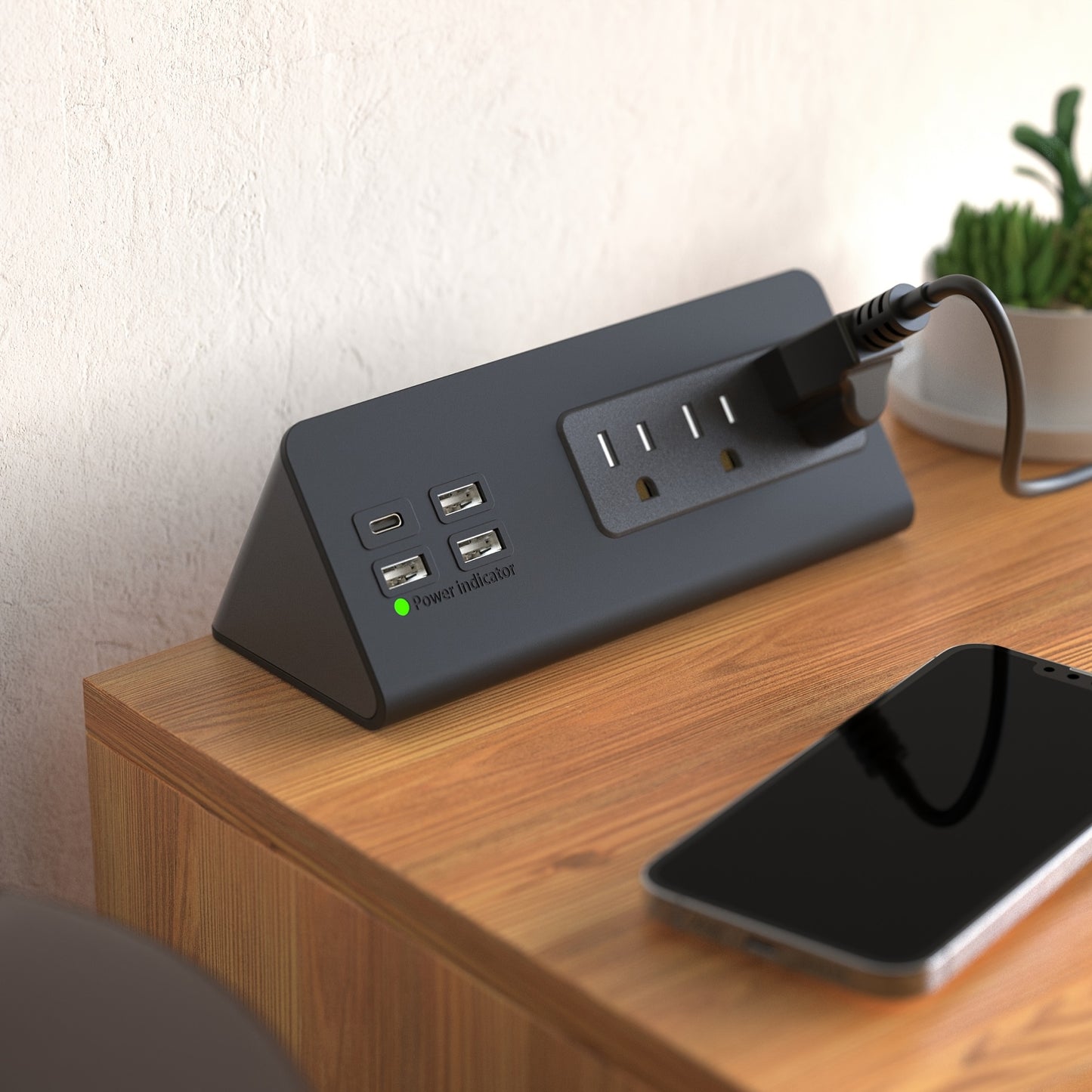 Desk Edge Mount Power Strip with USB Ports