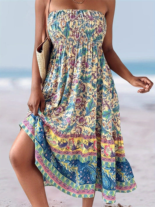 Women's Boho Floral A-Line Skirt