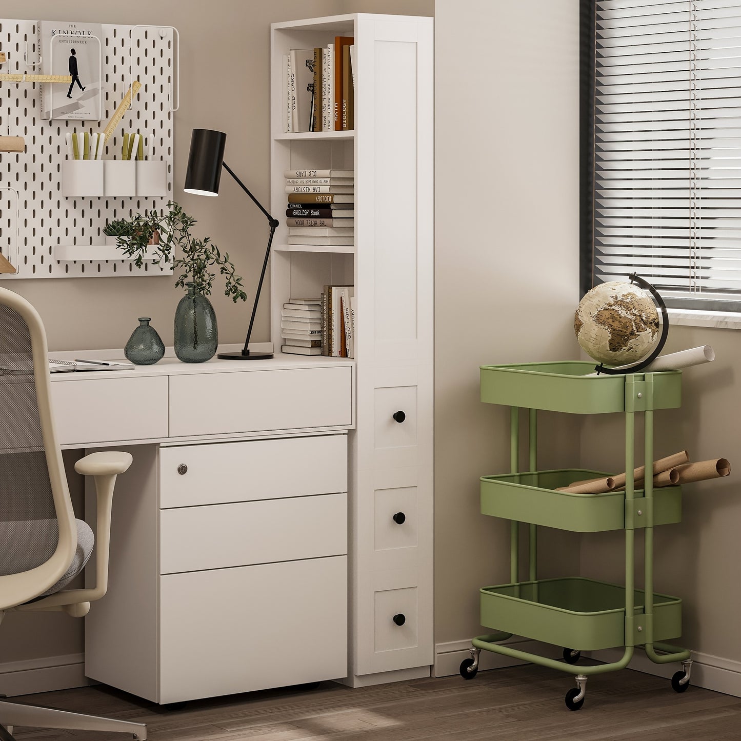 Tall Bathroom Cabinet with Adjustable Locking Shelves