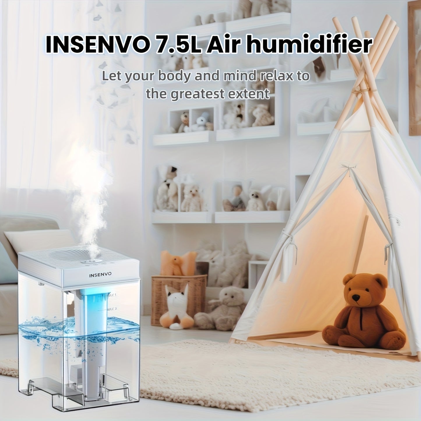 Grey Cold Mist Humidifier with Adjustable Speeds