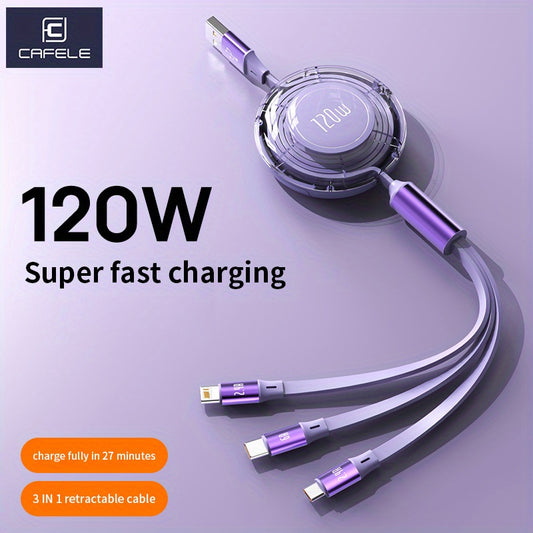 120W 3in1 Fast USB Charging Cable