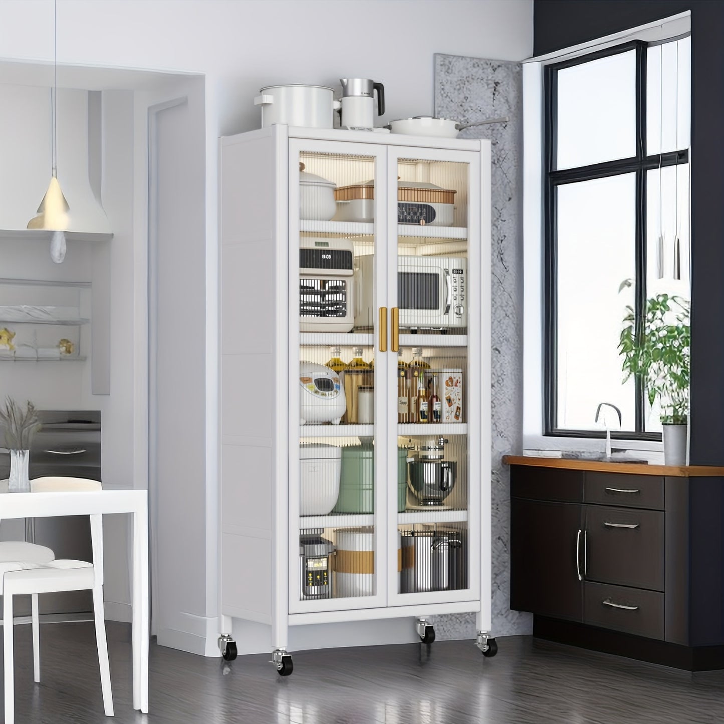 White Multi-Layer Kitchen Storage Cabinet