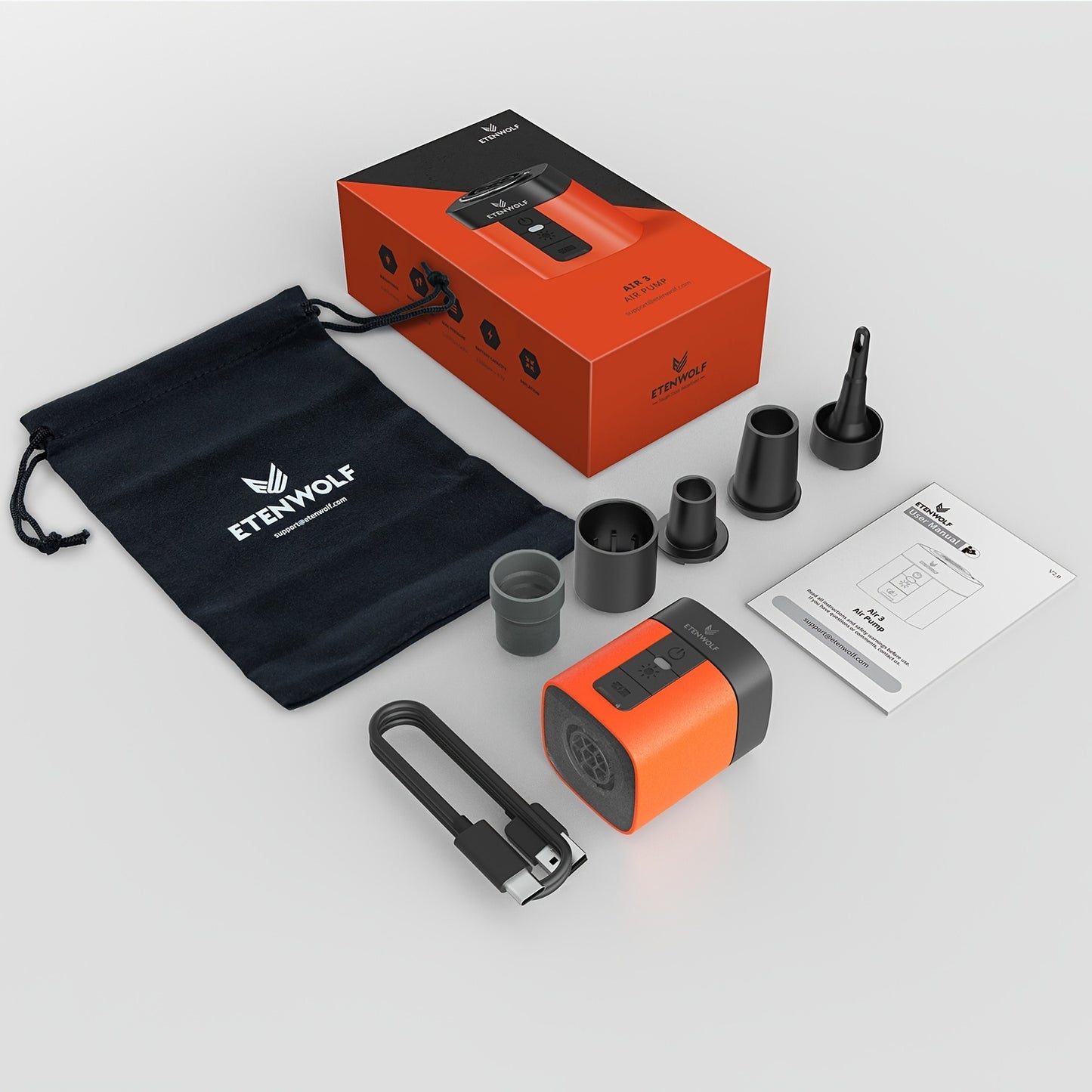 Portable Air Pump with Camping Light