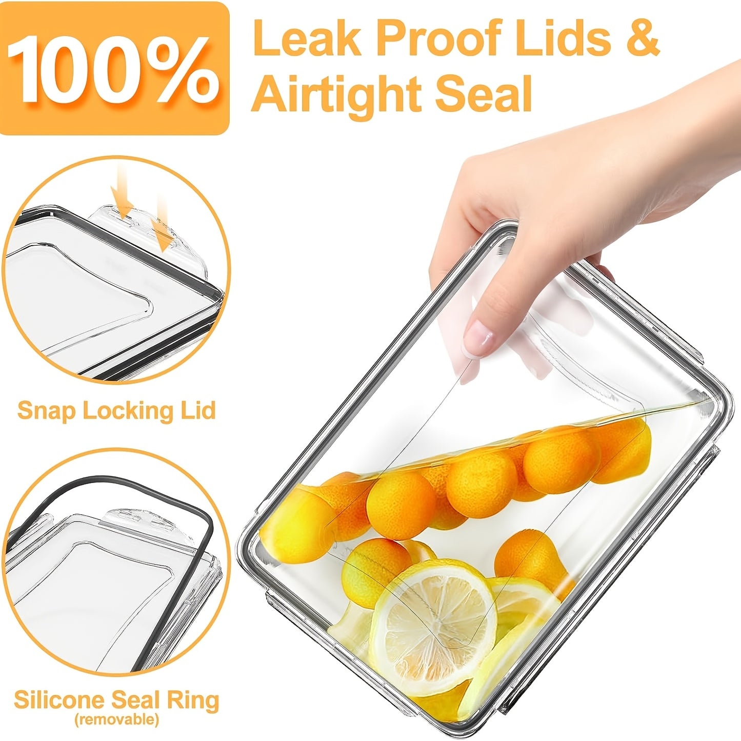 Large Capacity Food Storage Container Set - Leak-Proof, Reusable Plastic Lunch Boxes with Lids, Ideal for Fruits, Vegetables, and Snacks, Perfect for Refrigerator, Microwave, and Dishwasher Use, Kitchen Organization | Stackab
