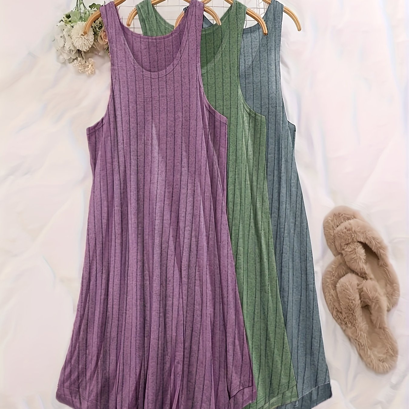 Large Three-Piece Ribbed Vest Set