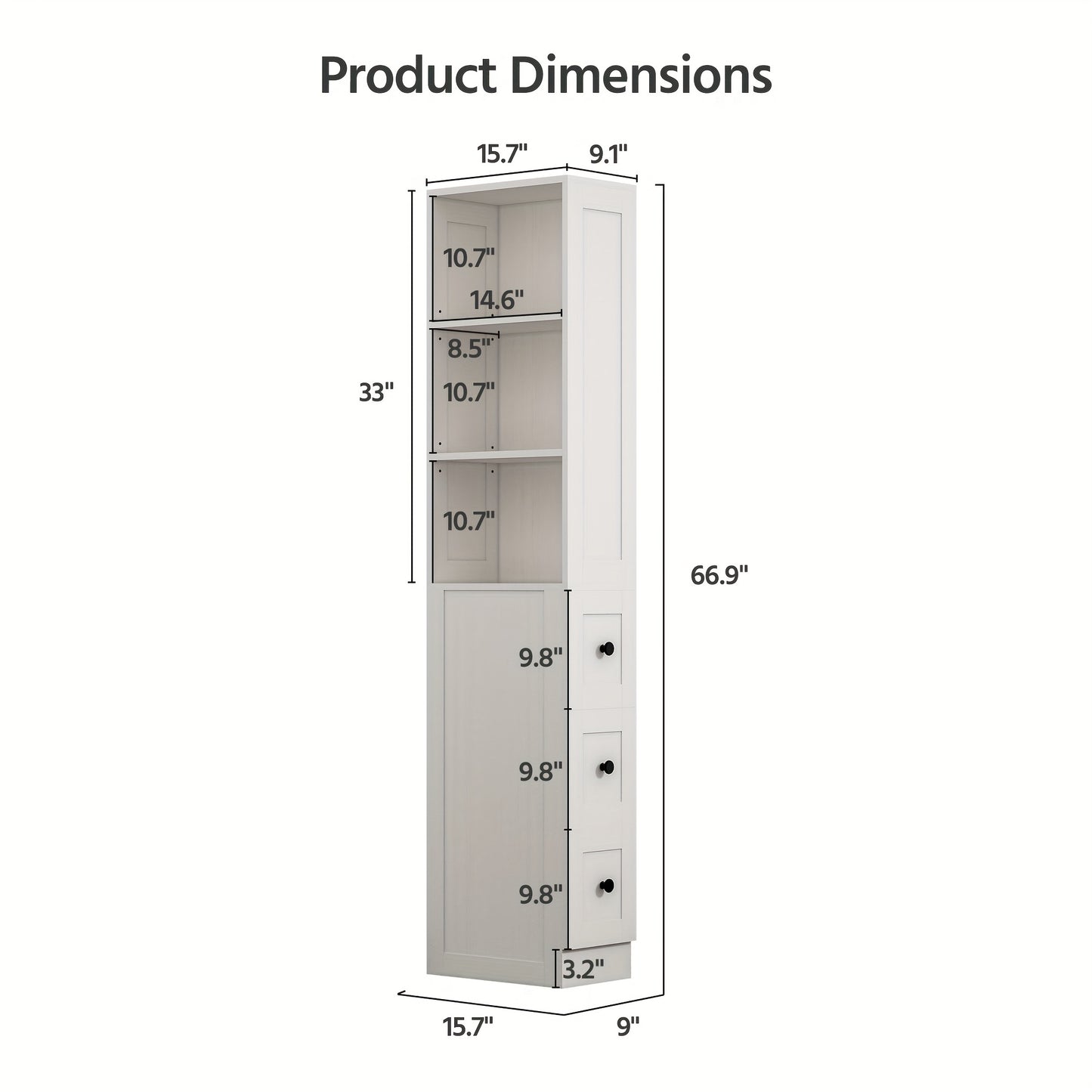 Tall Bathroom Cabinet with Adjustable Locking Shelves