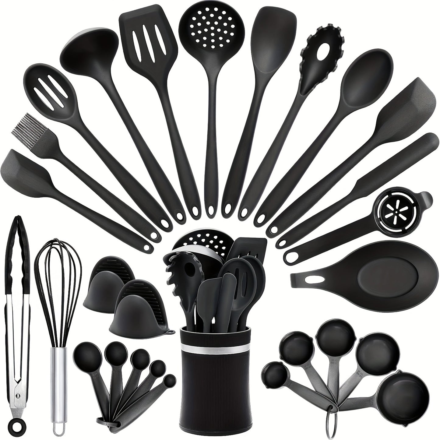 Silicone Cooking Utensils Set with Holder