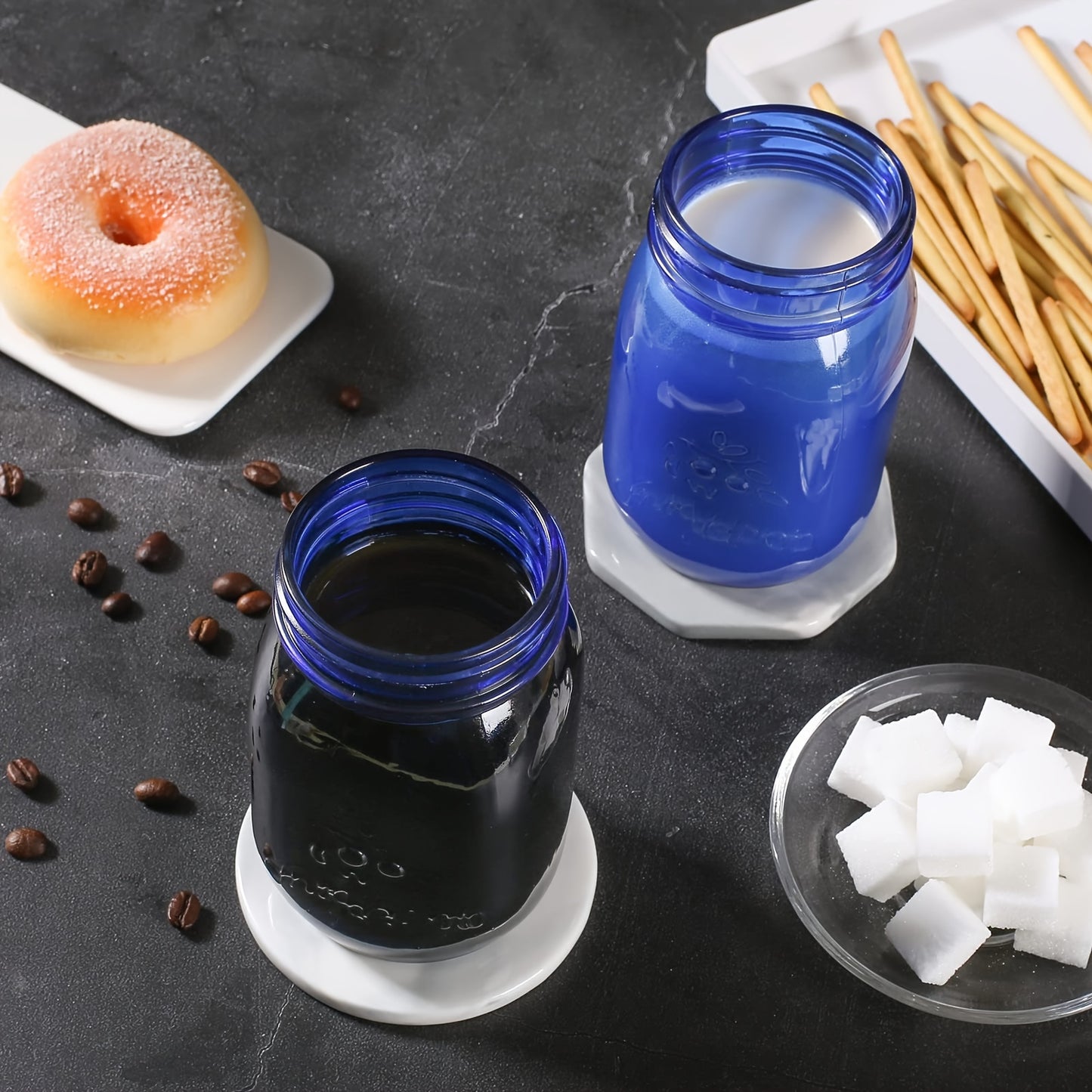 Blue Mason Jars 16 Oz Glass Storage 6 Pack