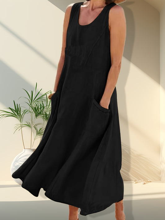 Plus Size Sleeveless Casual Round Neck Dress
