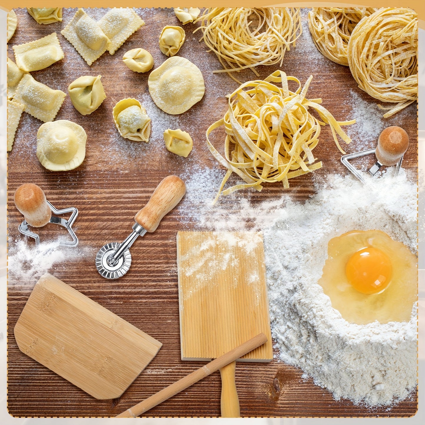 Pasta Making Tool Set with Wooden Accessories