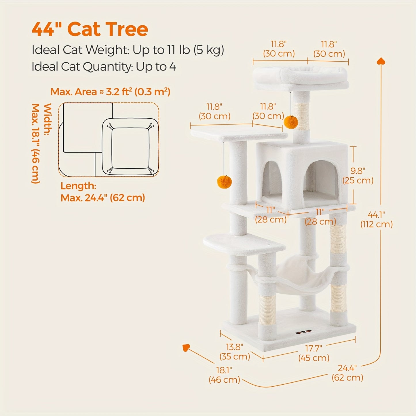 Large Cat Tree With Scratching Posts For Indoor Cats