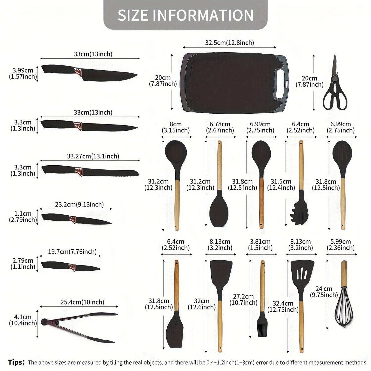 Silicone Kitchen Utensil Set with Wooden Handles