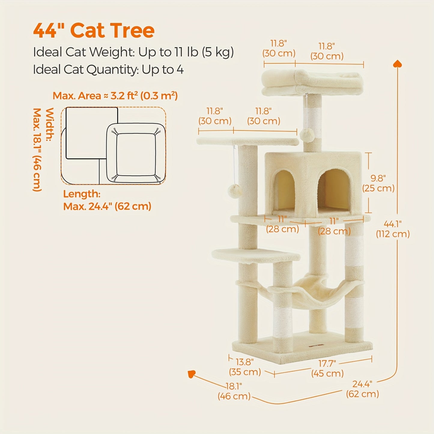 Large Cat Tree With Scratching Posts For Indoor Cats