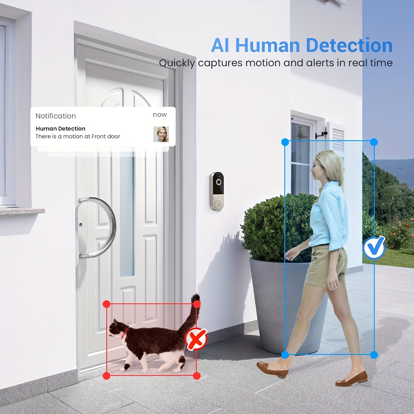 1080P HD Video Doorbell with AI Detection