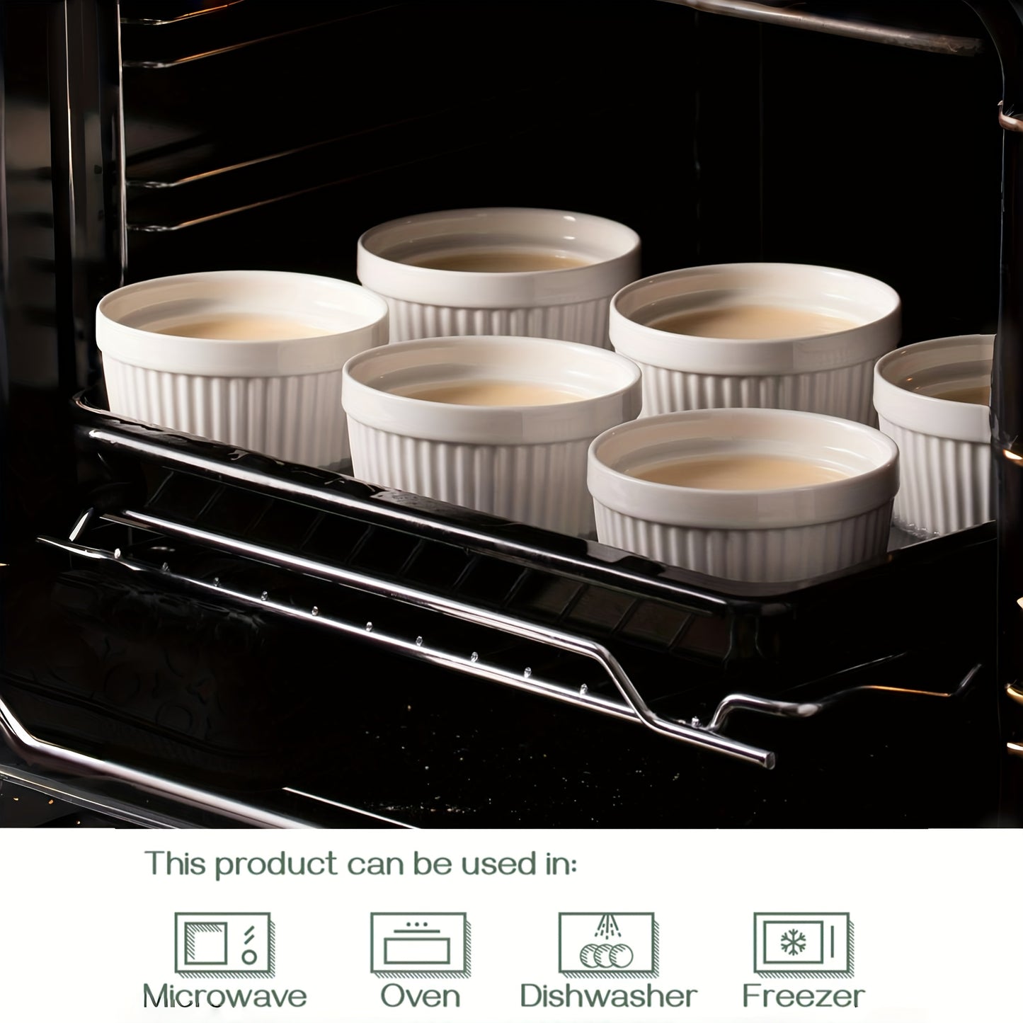 6pcs Porcelain Soufflé Baking Bowls with Lids