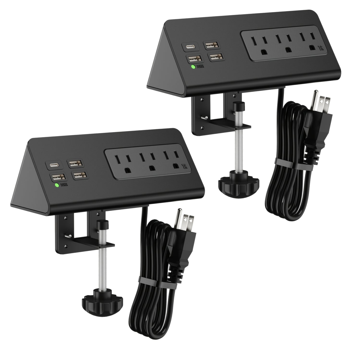 Desk Edge Mount Power Strip with USB Ports