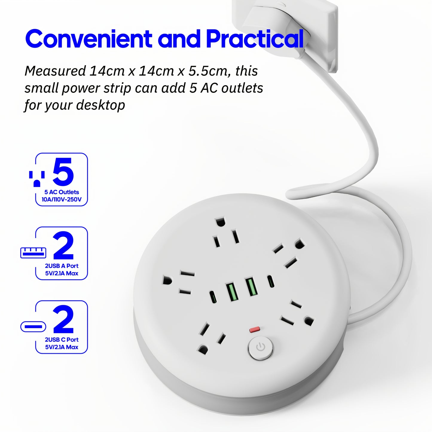 78.74 Foot Power Strip With USB Ports