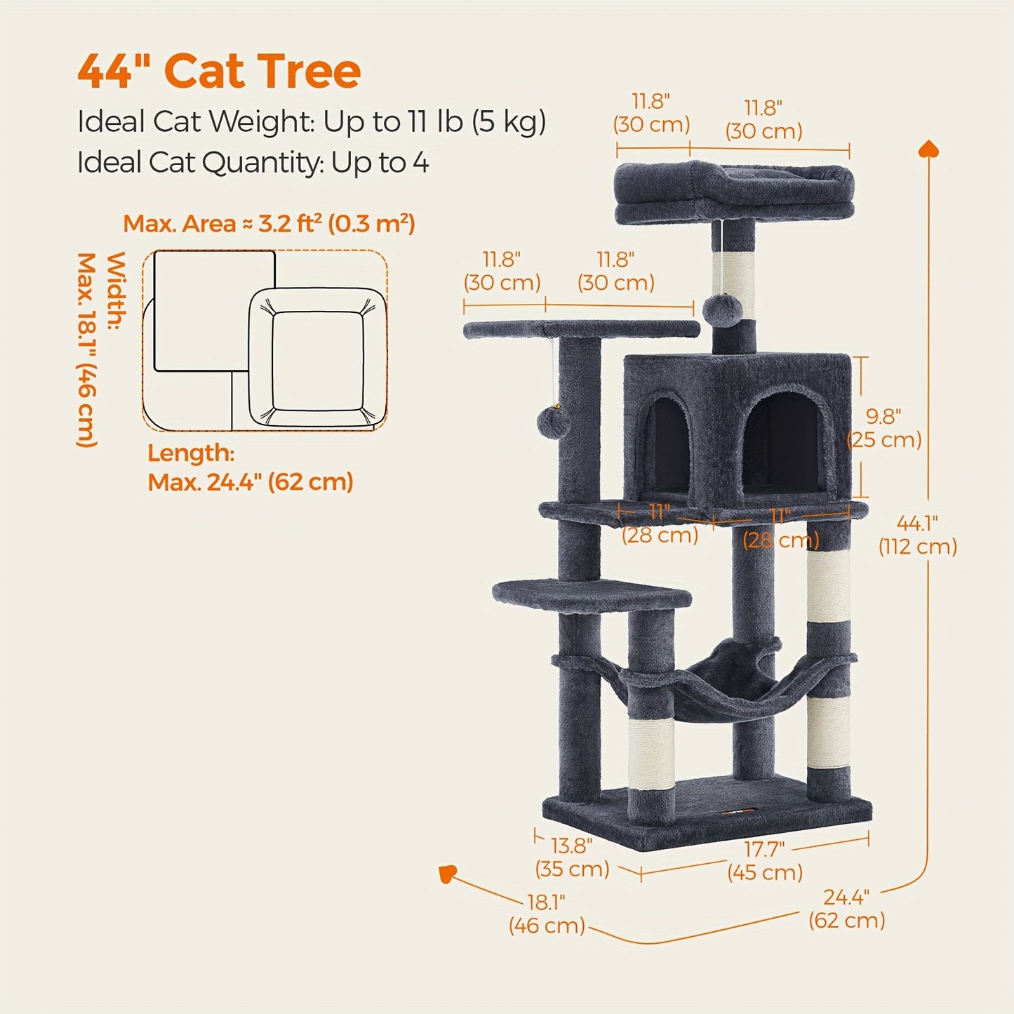 Large Cat Tree With Scratching Posts For Indoor Cats