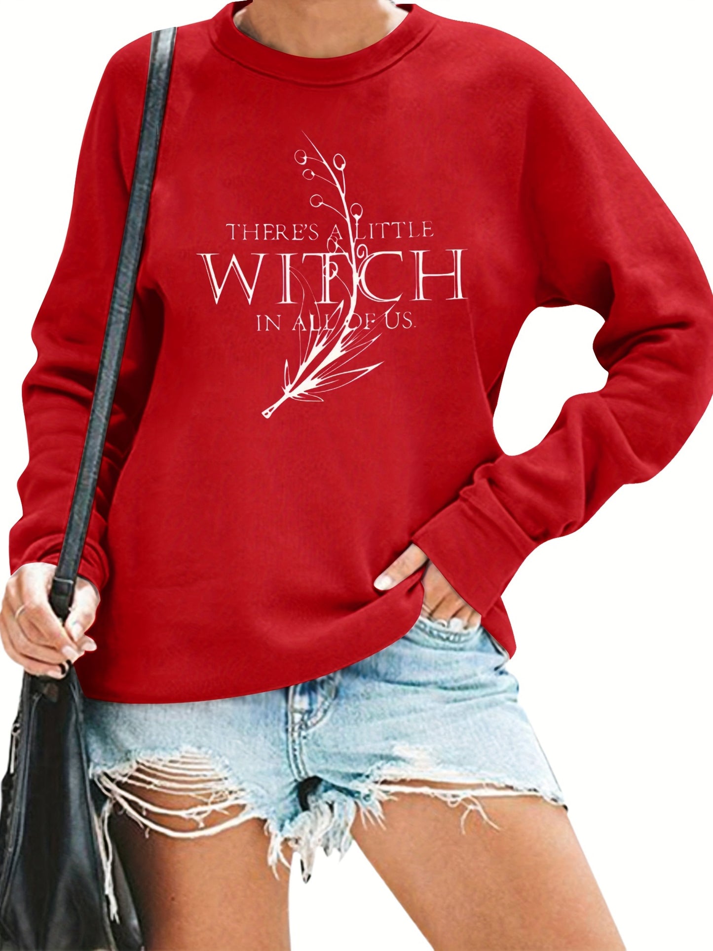 Plus Size Witch Letter Print Sweatshirt