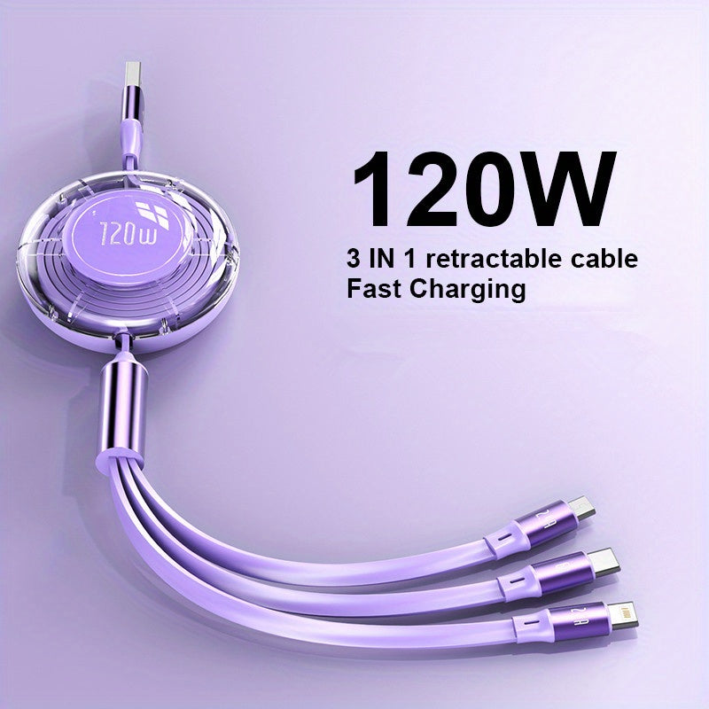 120W 3in1 Fast USB Charging Cable