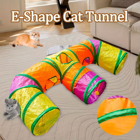 E-Shaped Cat Tunnel With Ball Wand