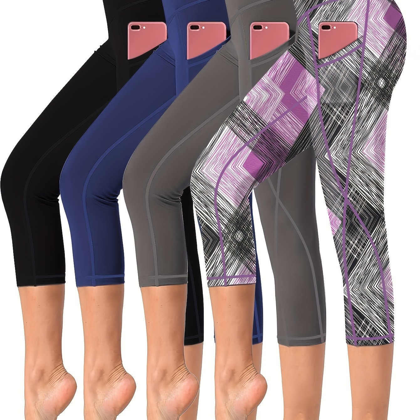 High-Waisted Yoga Capris with Pockets