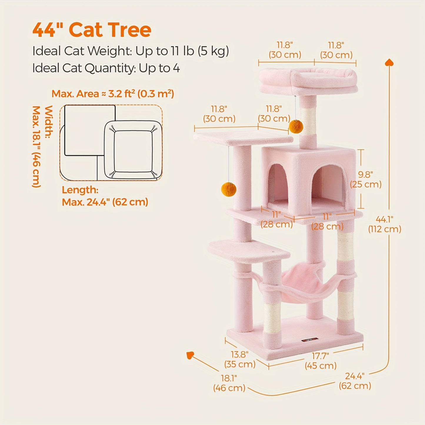 Large Cat Tree With Scratching Posts For Indoor Cats
