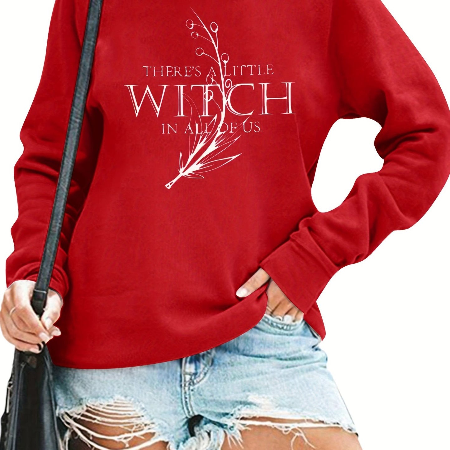 Plus Size Witch Letter Print Sweatshirt